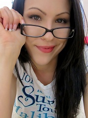 Katie Banks in glasses taking some selfshots!